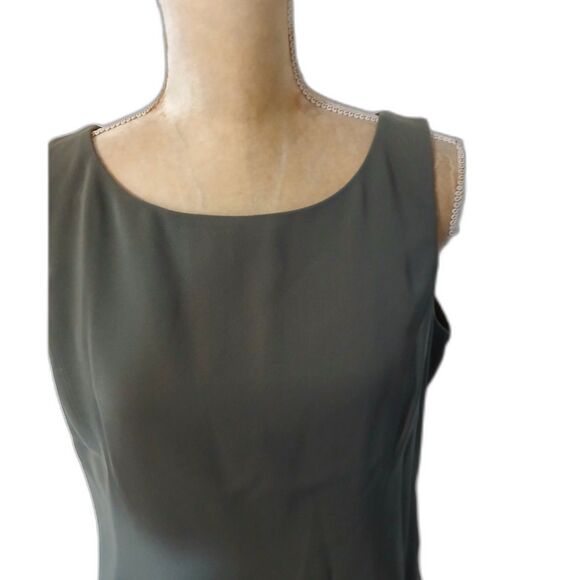 Vintage Amanda Smith sage green sleeveless top fitted side zip sz 12 great suit - Picture 5 of 5